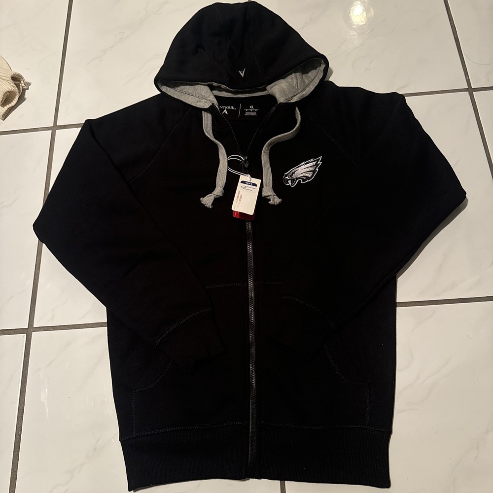 NWT PHILADELPHIA EAGLES ANTIGUA MEN'S ZIP-UP HOODIE M 21x28.5 Embroidered Logo